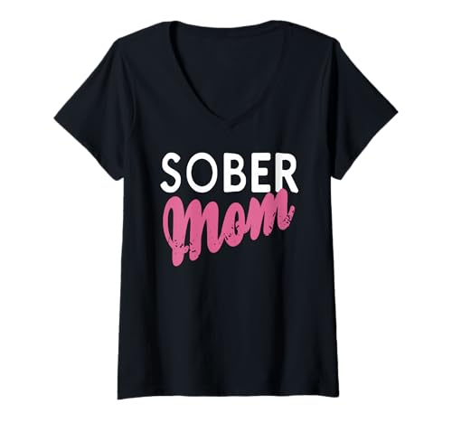 Damen Nüchterne Mama Stolz Starke Mutterschaft und Genesung T-Shirt mit V-Ausschnitt Damen Nüchterne Mama Stolz Starke Mutterschaft und Genesung T-Shirt mit V-Ausschnitt von Frauen Auf dem Weg zur Nüchternheit
