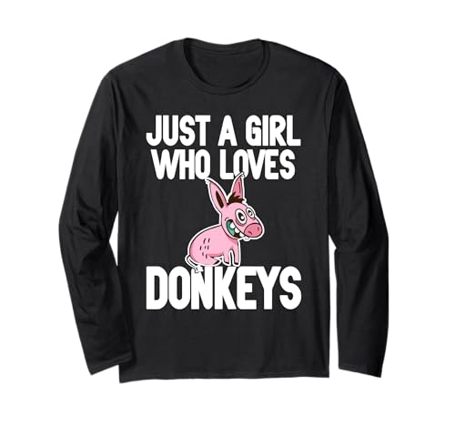 Esel Fan Mädchen Lustig Tier Cartoon Langarmshirt Esel Fan Mädchen Lustig Tier Cartoon Langarmshirt von Frauen Bauernhof Tiere Humor