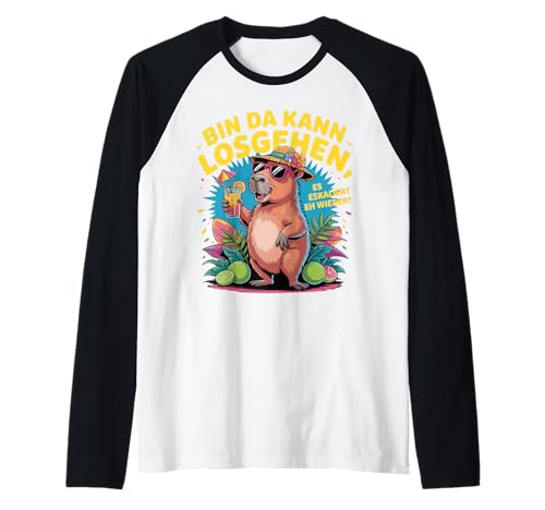 Damen Bin Da Kann Losgehen Es Escaliert Eh - Capybara Malle Raglan von Frauen Capybara Gruppenkostüm Für JGA Mallorca