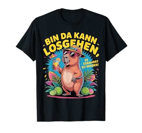 Damen Bin Da Kann Losgehen Es Escaliert Eh - Capybara Malle T-Shirt von Frauen Capybara Gruppenkostüm Für JGA Mallorca