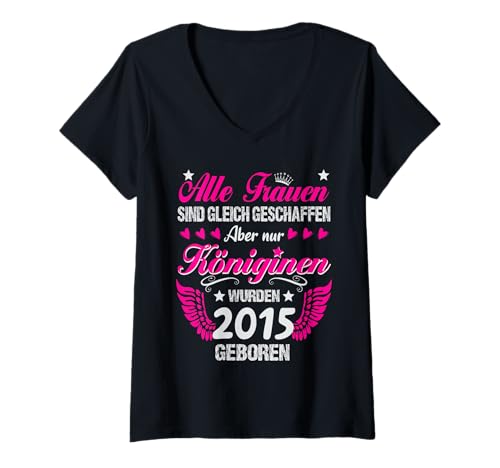 Damen Königinnen sind Jahrgang 2015 geboren 10. Geburtstag T-Shirt mit V-Ausschnitt Damen Königinnen sind Jahrgang 2015 geboren 10. Geburtstag T-Shirt mit V-Ausschnitt von Frauen Geburtstag 2015 Jahrgang 2015 Königin