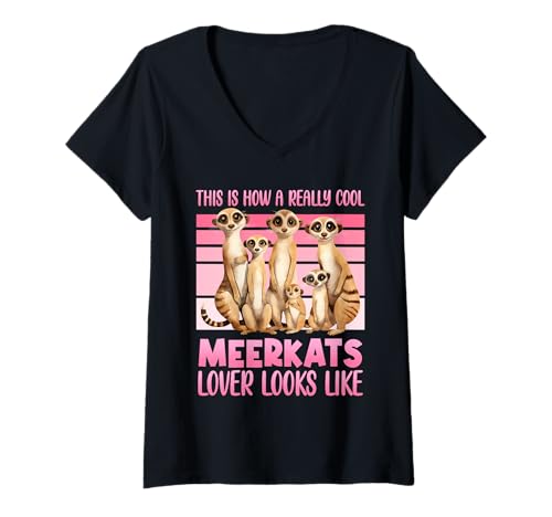 Damen Erdmännchen COOLE ERDMÄNNCHEN LIEBHABERIN Lustig Meerkats T-Shirt mit V-Ausschnitt Damen Erdmännchen COOLE ERDMÄNNCHEN LIEBHABERIN Lustig Meerkats T-Shirt mit V-Ausschnitt von Frauen Geschenk Erdmännchen Lustig Shirt Meerkat