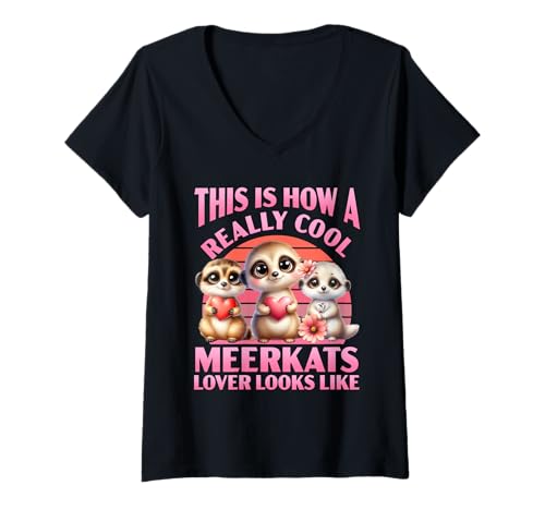 Damen Erdmännchen COOLE ERDMÄNNCHEN LIEBHABERIN Lustig Meerkats T-Shirt mit V-Ausschnitt Damen Erdmännchen COOLE ERDMÄNNCHEN LIEBHABERIN Lustig Meerkats T-Shirt mit V-Ausschnitt von Frauen Geschenk Erdmännchen Lustig Shirt Meerkat