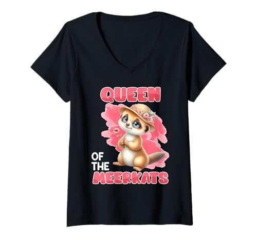 Damen Erdmännchen KÖNIGIN DER ERDMÄNNCHEN Lustiges Meerkat T-Shirt mit V-Ausschnitt Damen Erdmännchen KÖNIGIN DER ERDMÄNNCHEN Lustiges Meerkat T-Shirt mit V-Ausschnitt von Frauen Geschenk Erdmännchen Lustig Shirt Meerkat