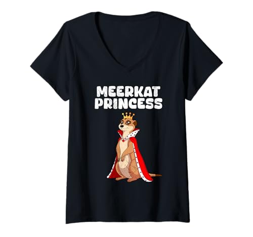 Damen Erdmännchen MEERKAT PRINCESS Retro Lustiges Meerkats T-Shirt mit V-Ausschnitt Damen Erdmännchen MEERKAT PRINCESS Retro Lustiges Meerkats T-Shirt mit V-Ausschnitt von Frauen Geschenk Erdmännchen Lustig Shirt Meerkat
