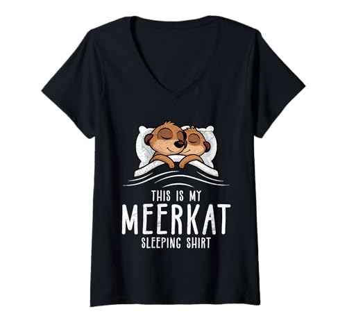 Damen Meerkat Fan DAS IST MEIN ERDMÄNNCHEN SCHLAFSHIRT Meerkat T-Shirt mit V-Ausschnitt Damen Meerkat Fan DAS IST MEIN ERDMÄNNCHEN SCHLAFSHIRT Meerkat T-Shirt mit V-Ausschnitt von Frauen Geschenk Erdmännchen Lustig Shirt Meerkat