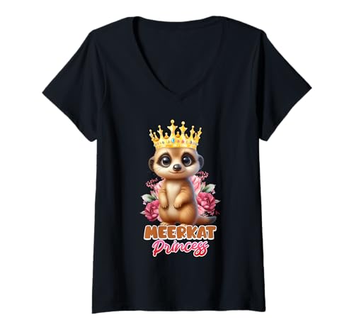 Damen Meerkat Kostüm MEERKAT PRINCESS Lustiges Erdmännchen T-Shirt mit V-Ausschnitt Damen Meerkat Kostüm MEERKAT PRINCESS Lustiges Erdmännchen T-Shirt mit V-Ausschnitt von Frauen Geschenk Erdmännchen Lustig Shirt Meerkat