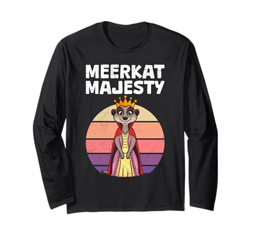 Erdmännchen Frauen MEERKAT MAJESTY Retro Lustig Meerkats Langarmshirt von Frauen Geschenk Erdmännchen Lustig Shirt Meerkat