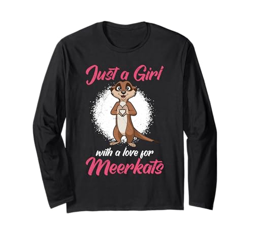 Erdmännchen JUST A GIRL WITH A LOVE FOR MEERKATS Meerkat Langarmshirt Erdmännchen JUST A GIRL WITH A LOVE FOR MEERKATS Meerkat Langarmshirt von Frauen Geschenk Erdmännchen Lustig Shirt Meerkat