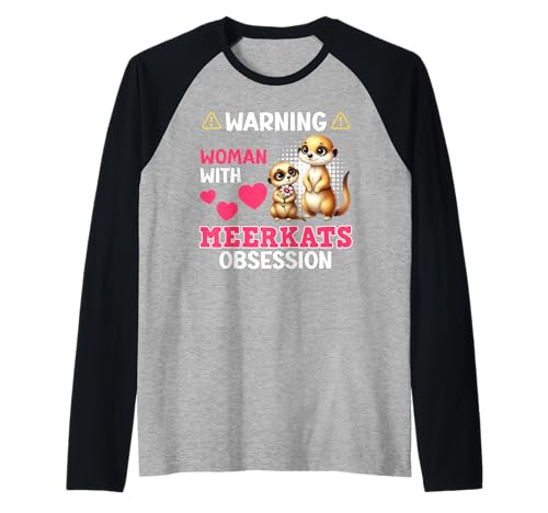 Erdmännchen WARNING WOMAN WITH MEERKATS Lustig Meerkat Raglan von Frauen Geschenk Erdmännchen Lustig Shirt Meerkat
