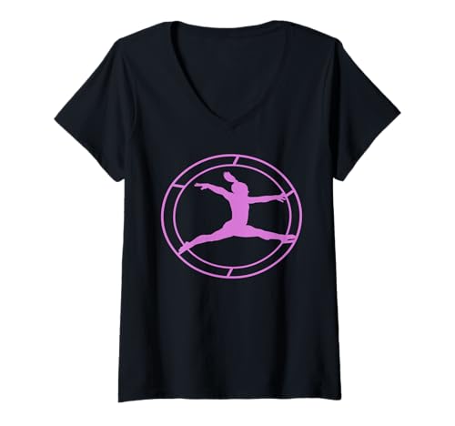 Damen Rhönrad Gymnastik Athletin Frauen Rad Akrobatik T-Shirt mit V-Ausschnitt Damen Rhönrad Gymnastik Athletin Frauen Rad Akrobatik T-Shirt mit V-Ausschnitt von Frauen Gym Wheel Sport Fans