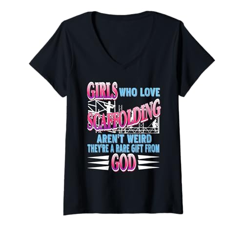 Damen Mädchen Die Gerüste Lieben Selten Und Stark T-Shirt mit V-Ausschnitt Damen Mädchen Die Gerüste Lieben Selten Und Stark T-Shirt mit V-Ausschnitt von Frauen In Bau Und Gerüstbau Mit Stolz