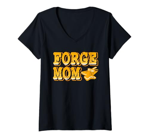 Damen Starke Schmiedemama Handwerk Metall Stolz T-Shirt mit V-Ausschnitt Damen Starke Schmiedemama Handwerk Metall Stolz T-Shirt mit V-Ausschnitt von Frauen In Der Schmiedekunst Und Werkstatt