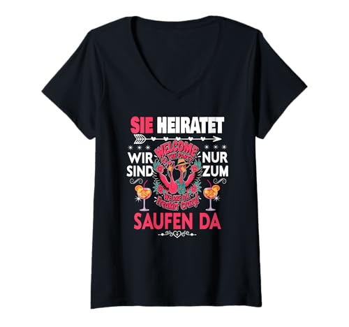 Damen Frauen Junggesellinnenabschied Team Braut Outfit Tshirt JGA T-Shirt mit V-Ausschnitt Damen Frauen Junggesellinnenabschied Team Braut Outfit Tshirt JGA T-Shirt mit V-Ausschnitt von Frauen JGA Tracht Poltern Shirt Damen Hochzeits