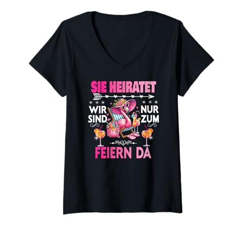 Damen Frauen Junggesellinnenabschied Team Braut Outfit Tshirt JGA T-Shirt mit V-Ausschnitt Damen Frauen Junggesellinnenabschied Team Braut Outfit Tshirt JGA T-Shirt mit V-Ausschnitt von Frauen JGA Tracht Poltern Shirt Damen Hochzeits