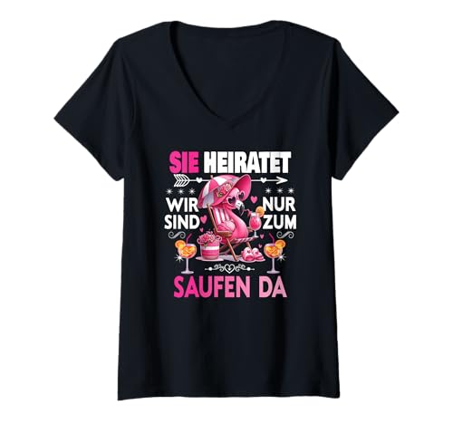 Damen Frauen Junggesellinnenabschied Team Braut Outfit Tshirt JGA T-Shirt mit V-Ausschnitt von Frauen JGA Tracht Poltern Shirt Damen Hochzeits