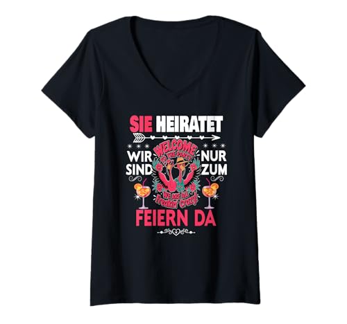 Damen Frauen Junggesellinnenabschied Team Braut Outfit Tshirt JGA T-Shirt mit V-Ausschnitt Damen Frauen Junggesellinnenabschied Team Braut Outfit Tshirt JGA T-Shirt mit V-Ausschnitt von Frauen JGA Tracht Poltern Shirt Damen Hochzeits