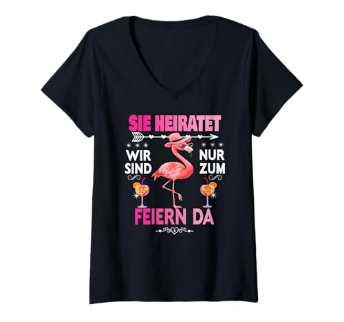 Damen Frauen Junggesellinnenabschied Team Braut Outfit Tshirt JGA T-Shirt mit V-Ausschnitt von Frauen JGA Tracht Poltern Shirt Damen Hochzeits
