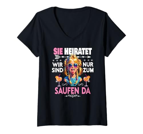 Damen Junggesellinnenabschied Team Braut Outfit Frauen Tshirt JGA T-Shirt mit V-Ausschnitt Damen Junggesellinnenabschied Team Braut Outfit Frauen Tshirt JGA T-Shirt mit V-Ausschnitt von Frauen JGA Tracht Poltern Shirt Damen Hochzeits
