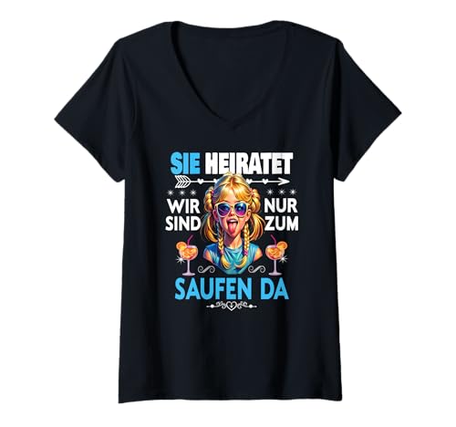 Damen Junggesellinnenabschied Team Braut Outfit Frauen Tshirt JGA T-Shirt mit V-Ausschnitt Damen Junggesellinnenabschied Team Braut Outfit Frauen Tshirt JGA T-Shirt mit V-Ausschnitt von Frauen JGA Tracht Poltern Shirt Damen Hochzeits