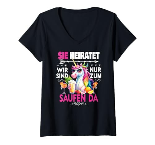 Damen Junggesellinnenabschied Team Braut Outfit Frauen Tshirt JGA T-Shirt mit V-Ausschnitt von Frauen JGA Tracht Poltern Shirt Damen Hochzeits