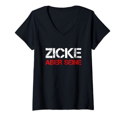 Damen Zicke Aber Seine Idiot Paar Partnerlook Spruch Liebe Pärchen T-Shirt mit V-Ausschnitt Damen Zicke Aber Seine Idiot Paar Partnerlook Spruch Liebe Pärchen T-Shirt mit V-Ausschnitt von Frauen Partnerlook Damen Outfit Fun Paarkostüm