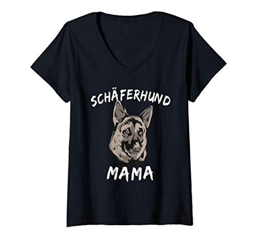Damen Deutscher Schäferhund Mama Shepherd Frauchen Hunde Geschenk T-Shirt mit V-Ausschnitt von Frauen Schäferhund Mom Geschenkidee
