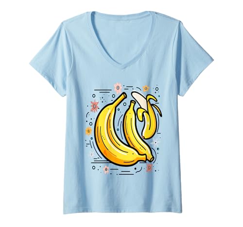Damen Frauen Bananenfrüchte Liebhaber Grafiken für diejenigen, die T-Shirt mit V-Ausschnitt von Frauen lustige Fruchtliebhaber Grafiken