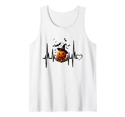 Lustiger Kürbis Herzschlag Halloween für Frauen Männer Tank Top von Frauen lustige Halloween -Kostüme