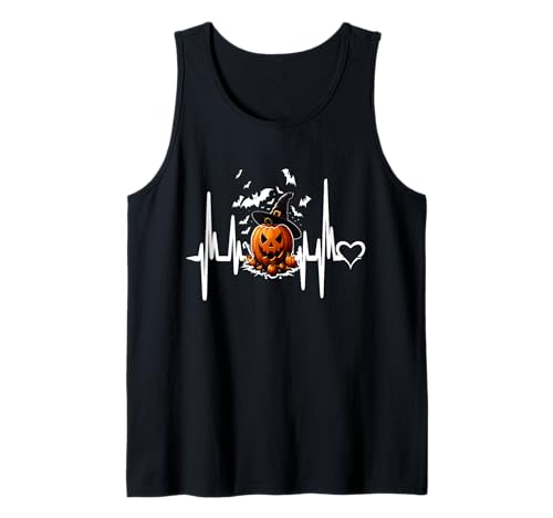 Lustiger Kürbis Herzschlag Halloween für Frauen Männer Tank Top von Frauen lustige Halloween -Kostüme