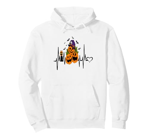 Lustiger Kürbis Herzschlag Halloween mit Katzenfrauen Männer Pullover Hoodie von Frauen lustige Halloween -Kostüme