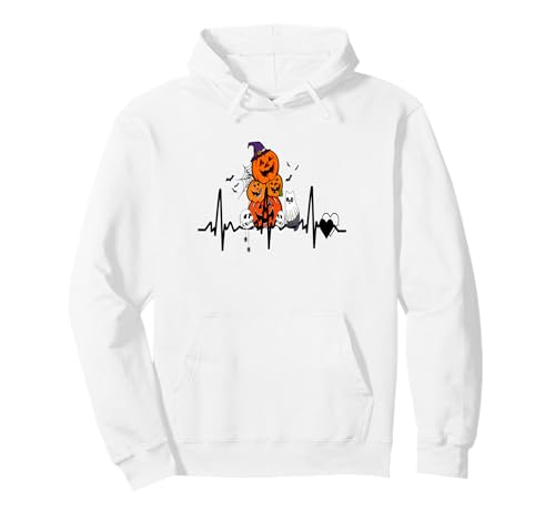 Lustiger Kürbis Herzschlag Halloween mit Katzenfrauen Männer Pullover Hoodie von Frauen lustige Halloween -Kostüme