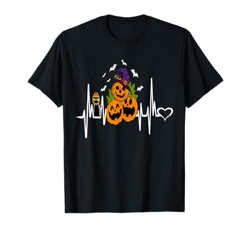 Lustiger Kürbis Herzschlag Halloween mit Katzenfrauen Männer T-Shirt von Frauen lustige Halloween -Kostüme
