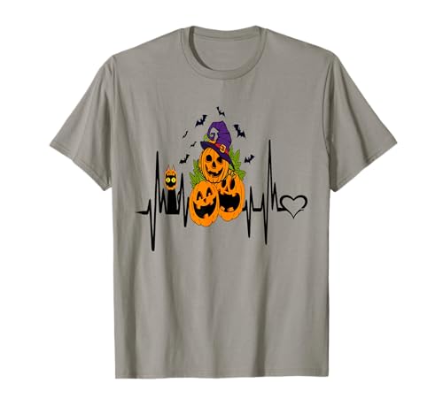 Lustiger Kürbis Herzschlag Halloween mit Katzenfrauen Männer T-Shirt von Frauen lustige Halloween -Kostüme