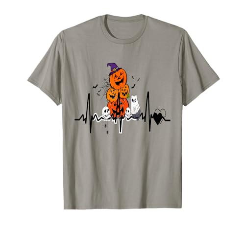Lustiger Kürbis Herzschlag Halloween mit Katzenfrauen Männer T-Shirt von Frauen lustige Halloween -Kostüme