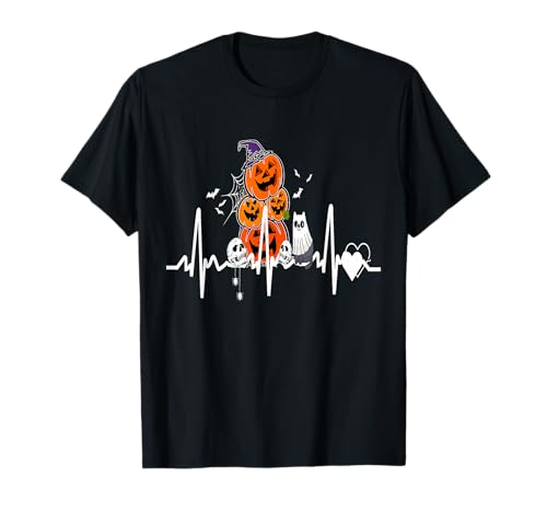 Lustiger Kürbis Herzschlag Halloween mit Katzenfrauen Männer T-Shirt von Frauen lustige Halloween -Kostüme