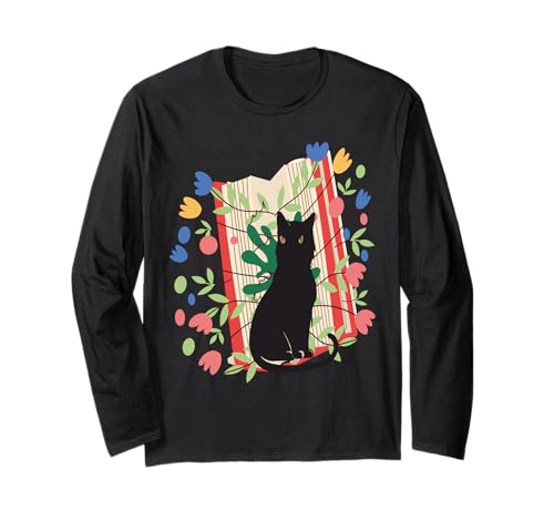 Damen Buchliebhaber Blumenkatze auf Büchern Haustierbesitzer Langarmshirt Damen Buchliebhaber Blumenkatze auf Büchern Haustierbesitzer Langarmshirt von Frauen süßes Tier lustige Grafiken