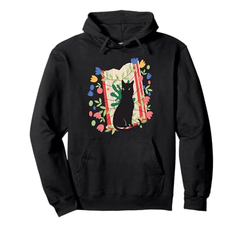Damen Buchliebhaber Blumenkatze auf Büchern Haustierbesitzer Pullover Hoodie von Frauen süßes Tier lustige Grafiken
