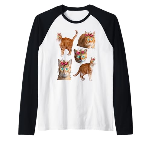 Damen Orangenkatze Besitzer für Mädchen Haustier Blumen Raglan von Frauen süßes Tier lustige Grafiken