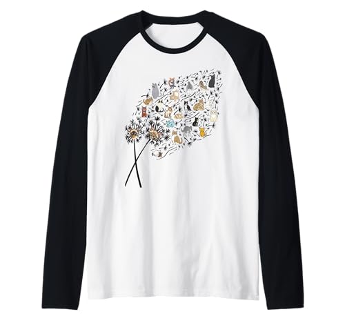 Katze Löwenzahn lustige Blume Bunte Haustiere für Frauen Raglan von Frauen süßes Tier lustige Grafiken