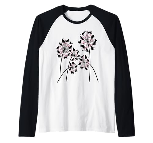 Katze Löwenzahn lustige Blume Bunte Haustiere für Frauen Raglan von Frauen süßes Tier lustige Grafiken