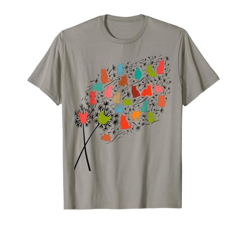 Katze Löwenzahn lustige Blume Bunte Haustiere für Frauen T-Shirt von Frauen süßes Tier lustige Grafiken