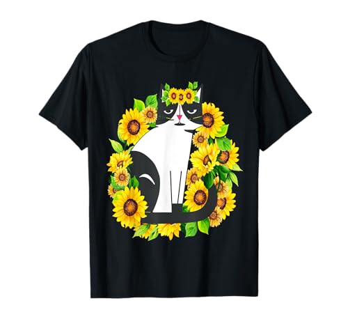 Katze für Frauen Sonnenblume Blumenblume mit Katzenästhetik T-Shirt Katze für Frauen Sonnenblume Blumenblume mit Katzenästhetik T-Shirt von Frauen süßes Tier lustige Grafiken