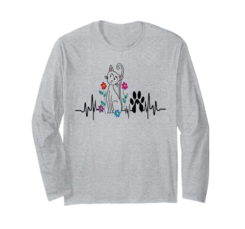 Katzen Herzbeat Tierbesitzer Liebhaber für Männer Frauen Langarmshirt Katzen Herzbeat Tierbesitzer Liebhaber für Männer Frauen Langarmshirt von Frauen süßes Tier lustige Grafiken