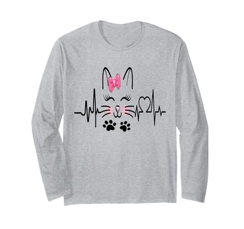 Katzen Herzbeat Tierbesitzer Liebhaber für Männer Frauen Langarmshirt Katzen Herzbeat Tierbesitzer Liebhaber für Männer Frauen Langarmshirt von Frauen süßes Tier lustige Grafiken