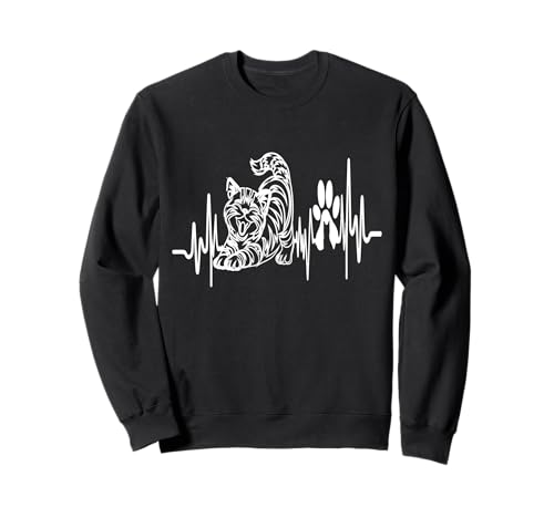 Katzen Herzbeat Tierbesitzer Liebhaber für Männer Frauen Sweatshirt von Frauen süßes Tier lustige Grafiken