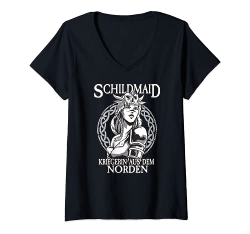 Damen Schildmaid Kriegerin Aus Dem Norden I Wikinger Prinzessin T-Shirt mit V-Ausschnitt von Vikinger & Valhalla I Mythologie I Damen & Herren