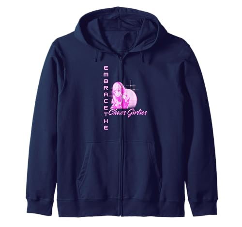 Chaos Girls Ästhetik Anime Pink Vibes Kapuzenjacke von Frauenpower Vaporwave Manga Ausdruck