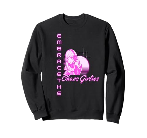 Chaos Girls Ästhetik Anime Pink Vibes Sweatshirt von Frauenpower Vaporwave Manga Ausdruck