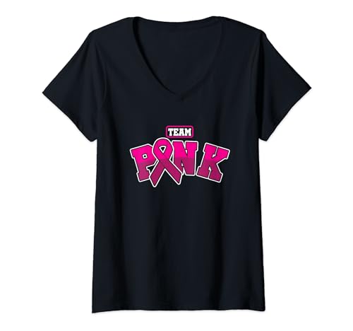 Damen Feministische Team Rosa Schleife Brustkrebs-Aufklärungsmonat T-Shirt mit V-Ausschnitt Damen Feministische Team Rosa Schleife Brustkrebs-Aufklärungsmonat T-Shirt mit V-Ausschnitt von Frauenteam Rosa Schleife Brustkrebs-Monatsgeschenk